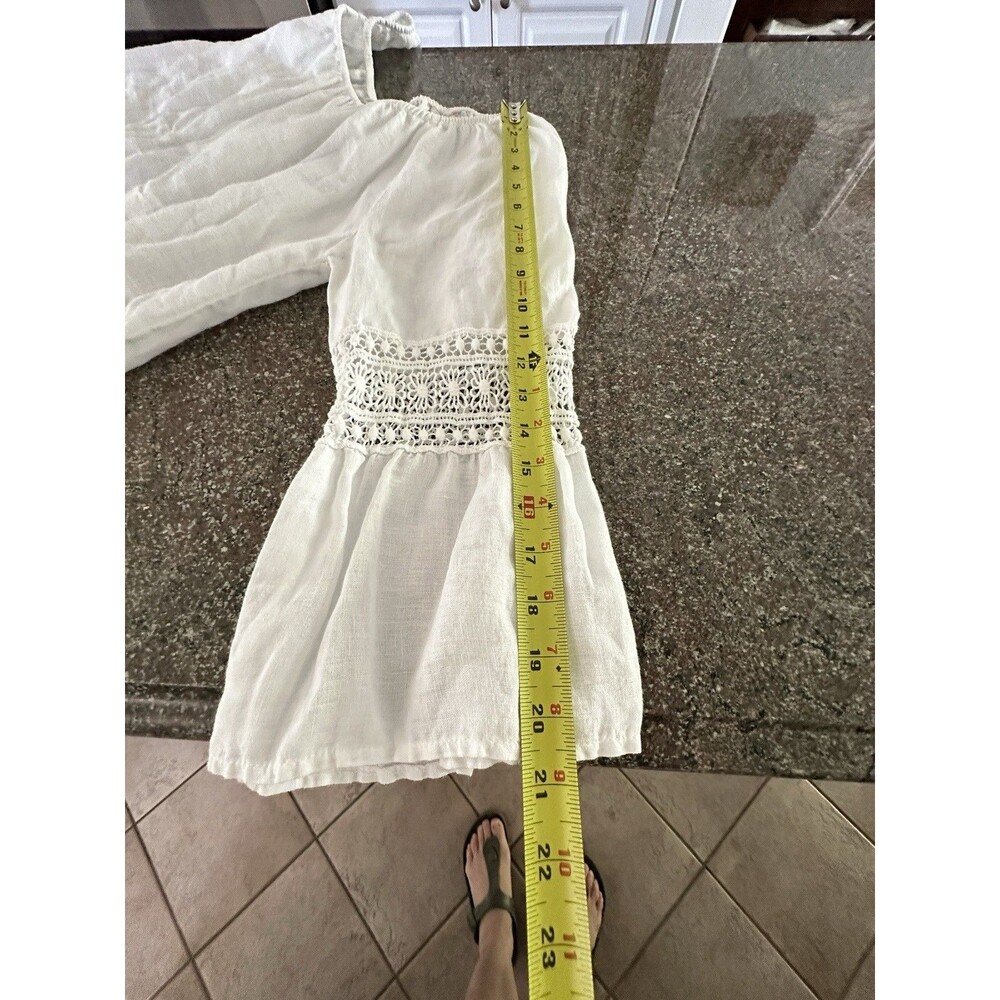 Alessia Pacini Italy White Linen Tunic Top Women Sz S‎ Beachie coastal vacation - Picture 8 of 16